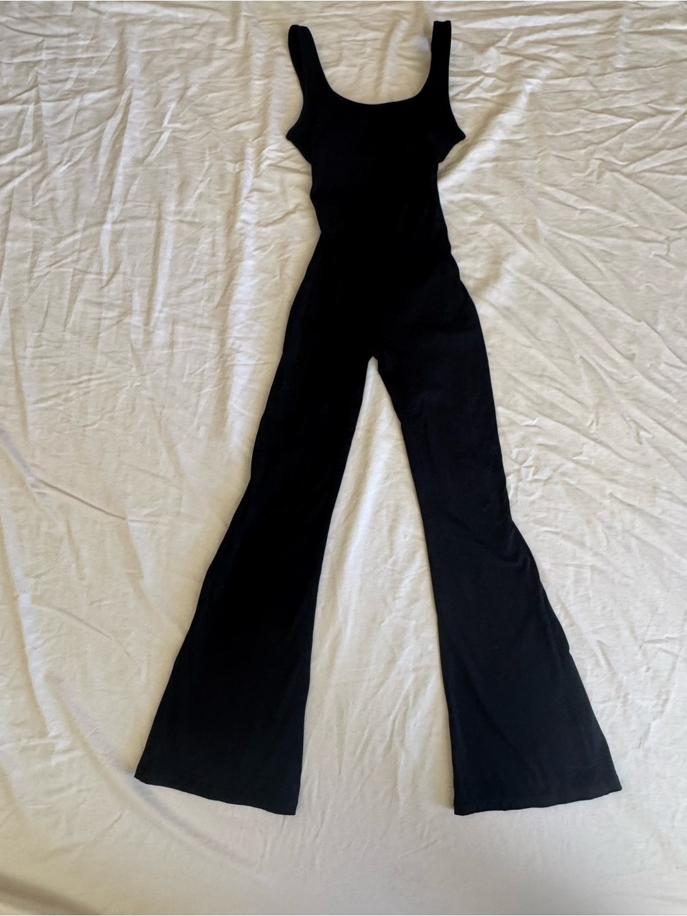 Amazon Black Fitted Scoop-Neck Wide-Leg Jumpsuit